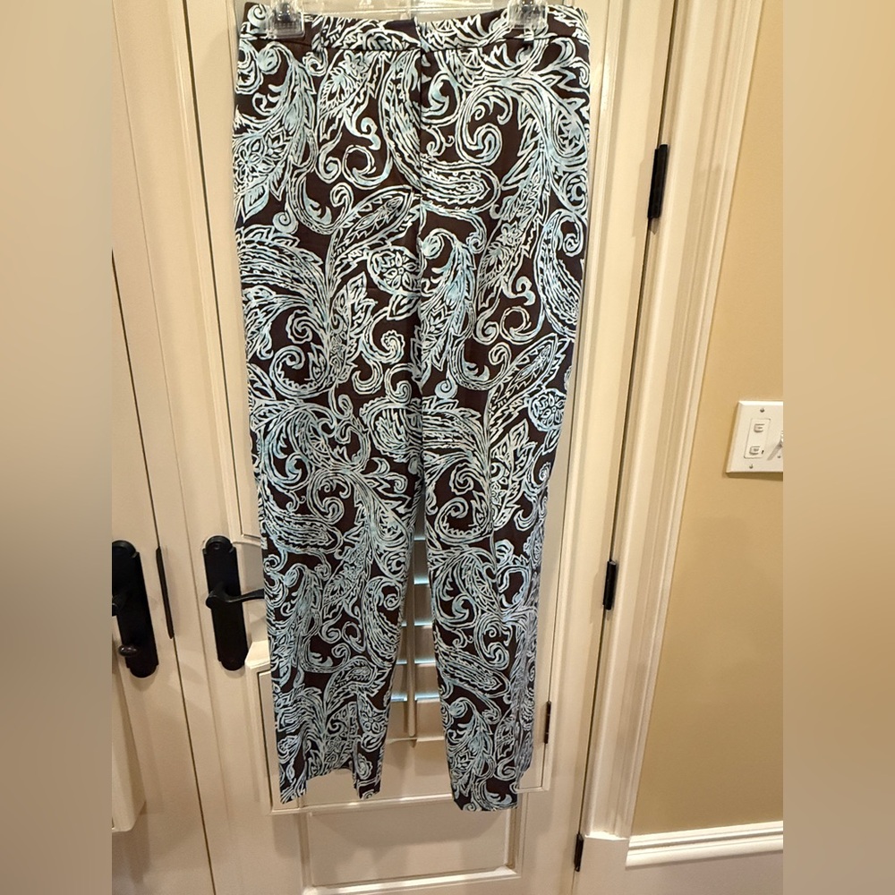 Talbots brown and blue paisley pant